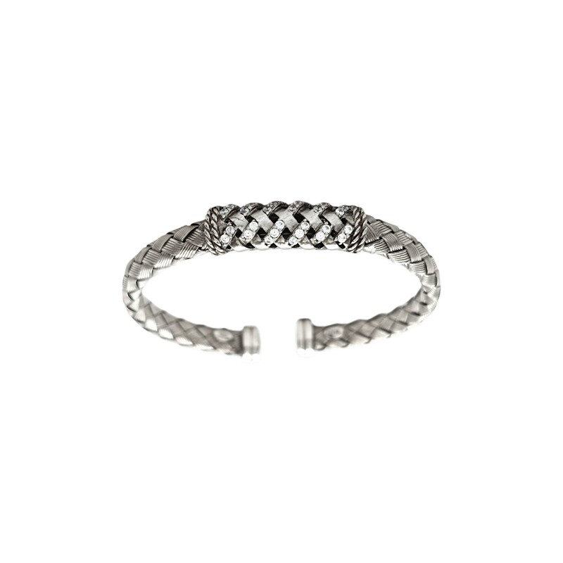 Brazalete Cruzado-Plata 925-Zirconia-BR3021 sinpiedra