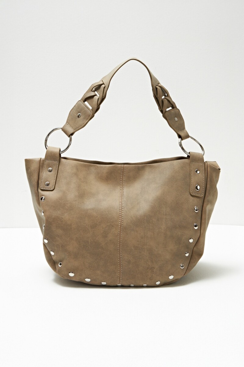 Cartera con tachas - beige 