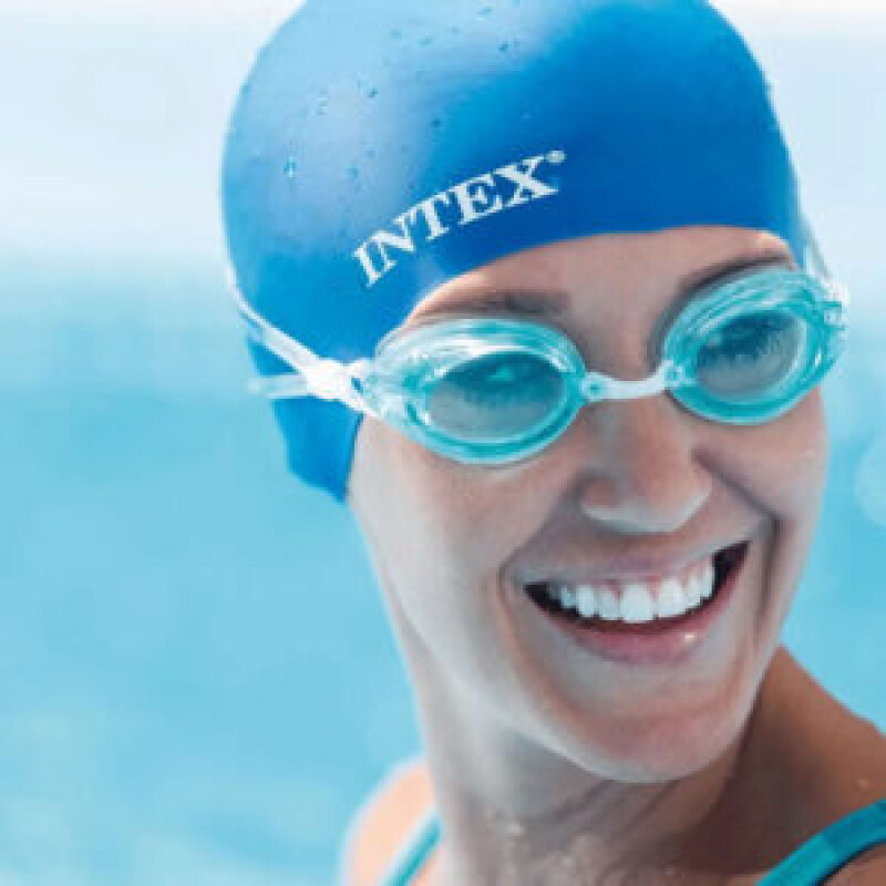 INTEX GORRA DE BAÑO PARA NATACION DE SILICONA NEGRA/BLANCA/AZUL Intex Gorra De Baño Para Natacion De Silicona Negra/blanca/azul