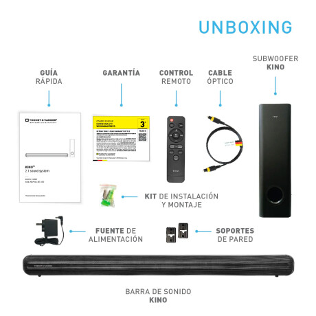 Barra de sonido T&V KINO Black