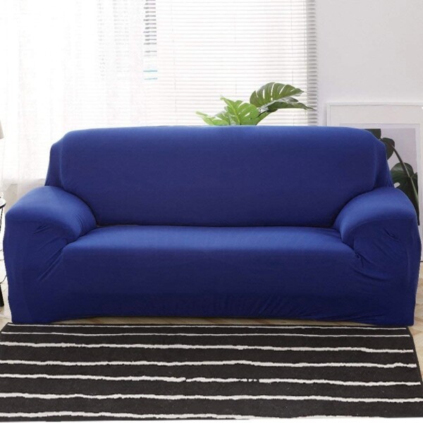 Pack X2 Funda Forro Cubre Sillon Sofa 1 Cuerpo Elastizada Color Variante Azul marino