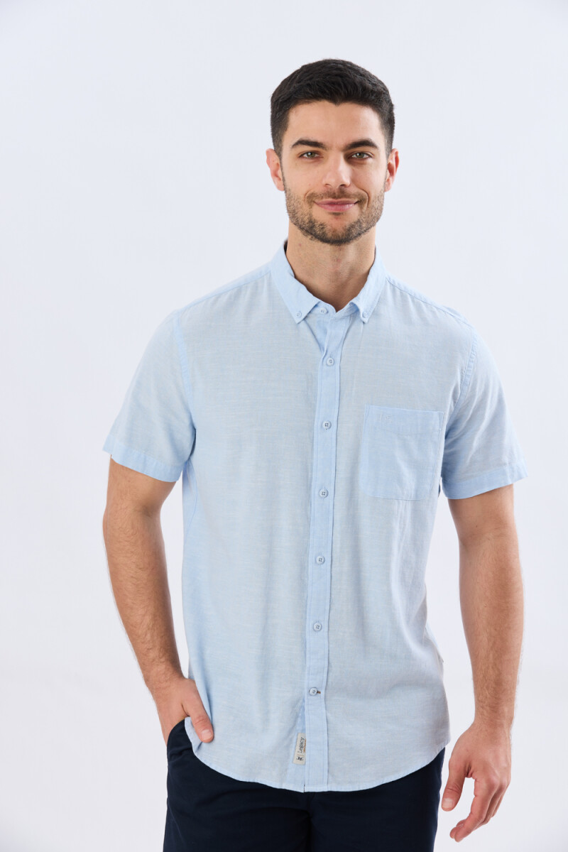 CAMISA LISA DE LINO - Celeste 