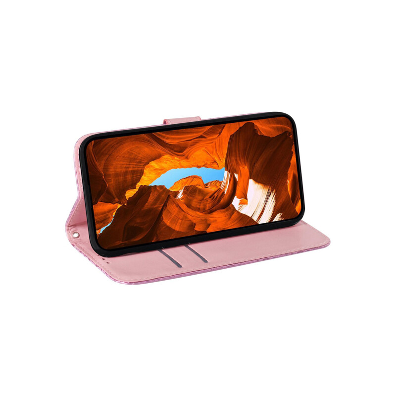 Flip cover Xiaomi Redmi A3 diseño floral tornasol rosa Flip Cover Xiaomi Redmi A3 Diseño Floral Tornasol Rosa