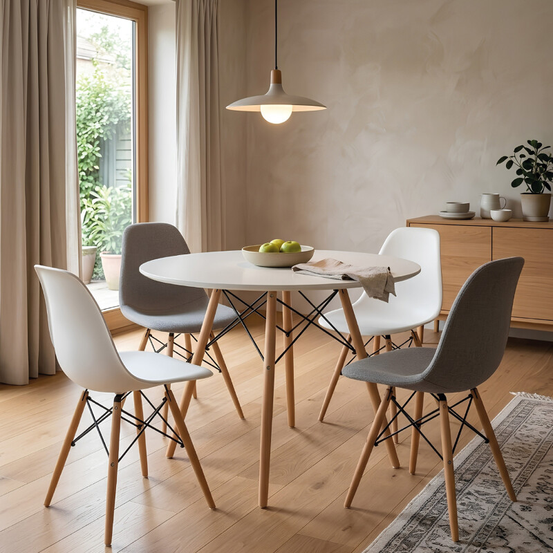 Mesa Eames Redonda 120cm Patas De Madera Calidad Premium Mesa Eames Redonda 120cm Patas De Madera Calidad Premium