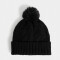 Gorro Clasico Gorro Tejido Con Pompón Negro - Negro