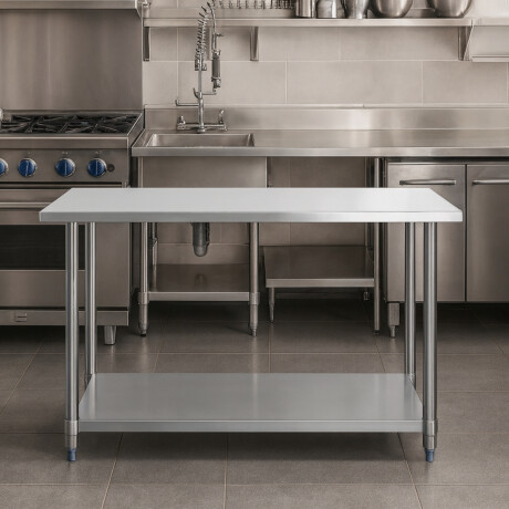 Mesada Central con Estante Inferior de Acero Inoxidable 150 x 60 x 85 cm Mesada Central con Estante Inferior de Acero Inoxidable 150 x 60 x 85 cm