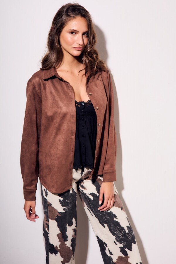 Camisa Gamuza Cuero Vegano Chocolate