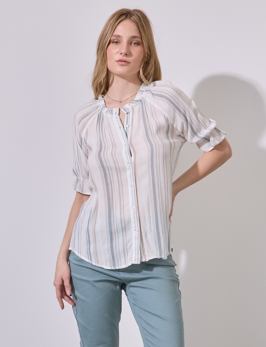 Blusa Lineas Botones - Blanco/multi 