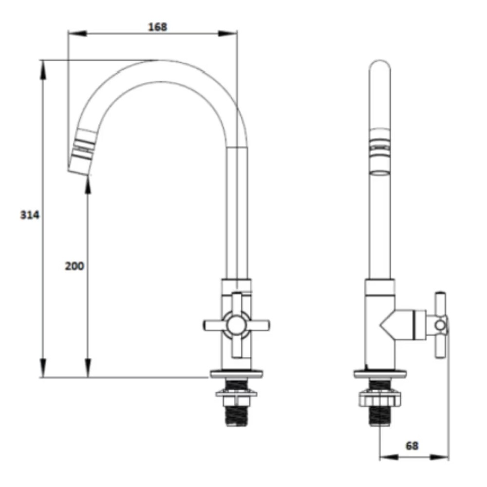 Pico unitario mesada cromo/cristal FIENZA Pico Unitario Mesada Cromo/cristal Fienza