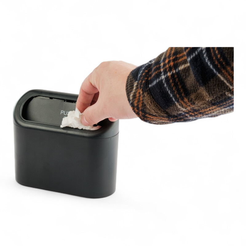 Papelera para auto con tapa retractil Negro