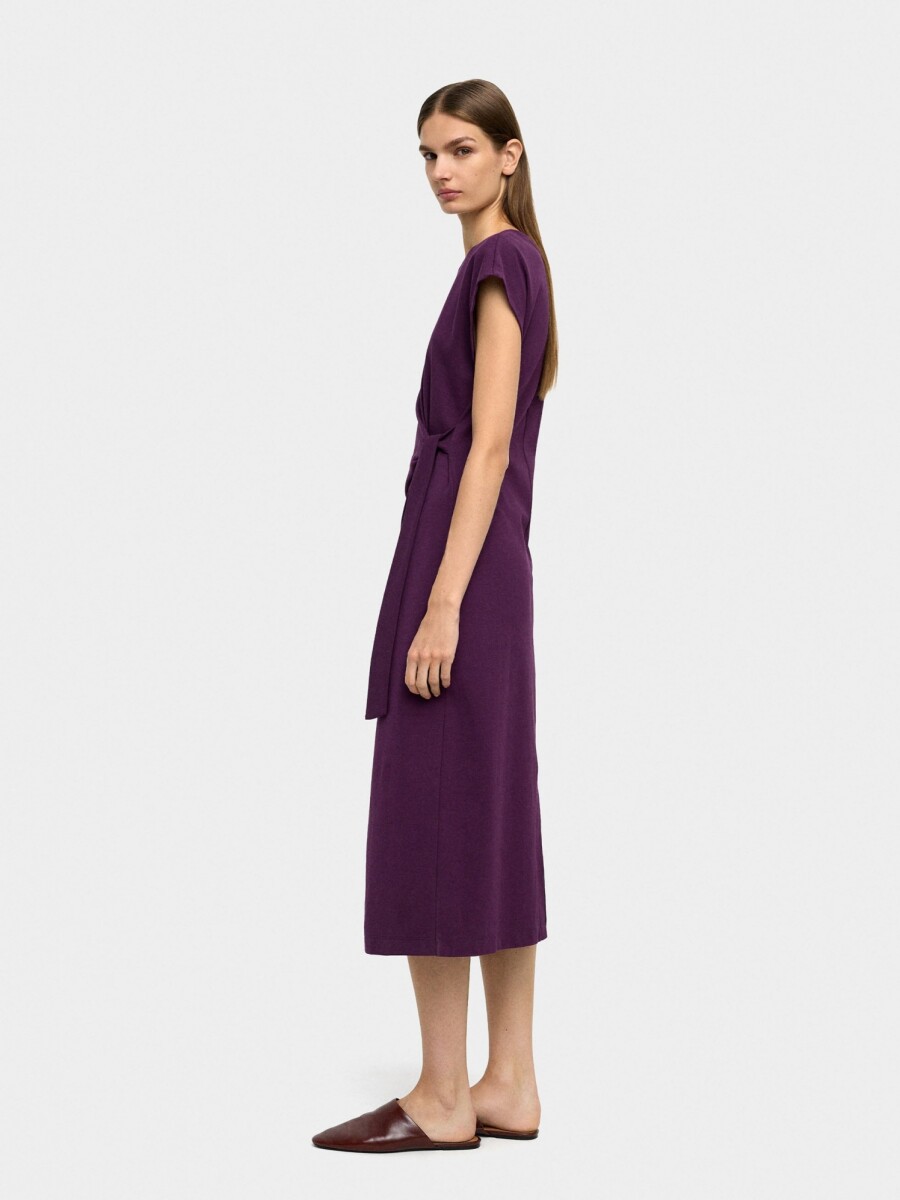 Vestido Drapeado 100% Algodón burdeos