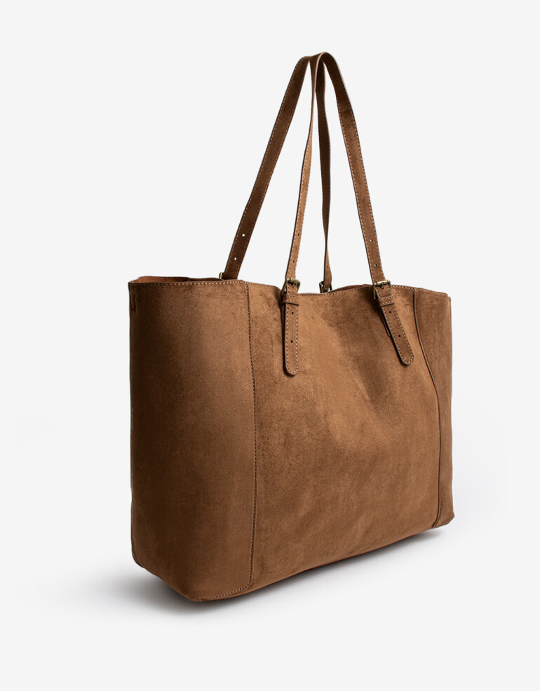 Shopper Cartera Formato Shopper Efecto Gamuza - Marron Suela