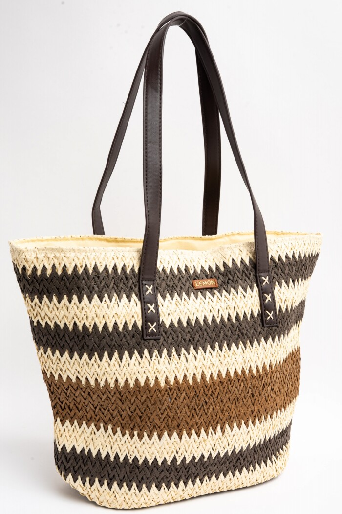 Bolso Trenzado Rayado Chocolate