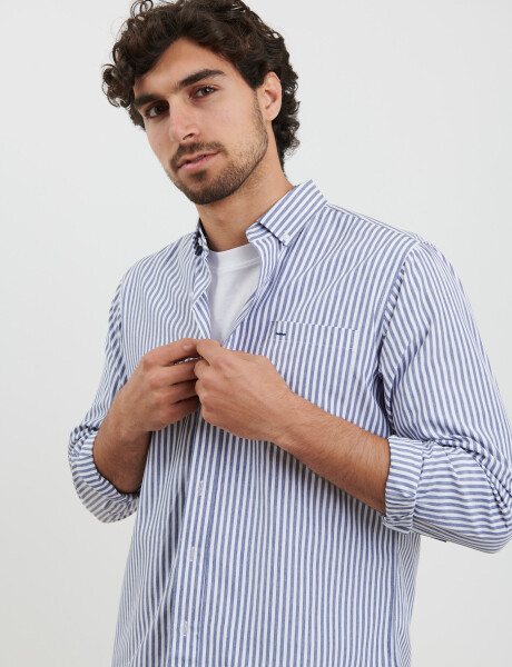 012549 CAMISA HARRINGTON LABEL Blanco/azul Osc