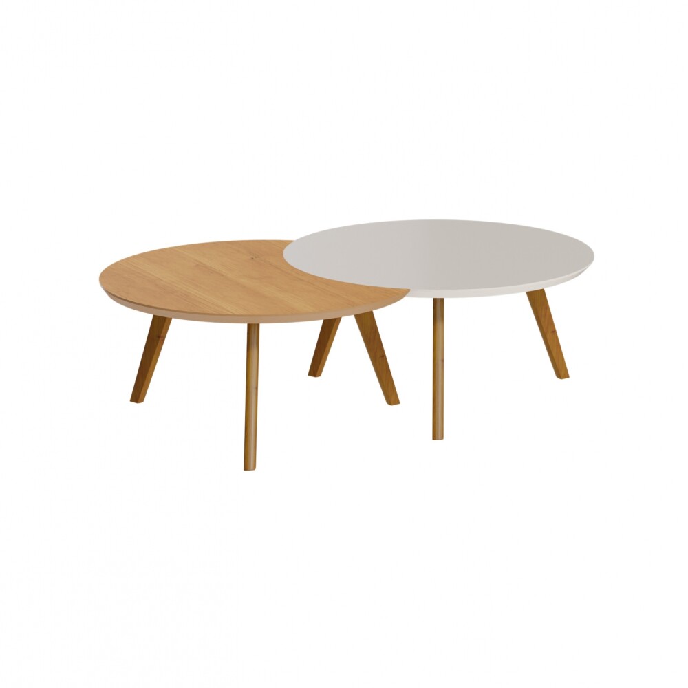 Mesa de Centro Classic - Luna - Conjunto - Línea Manhattan Blanco/Natural