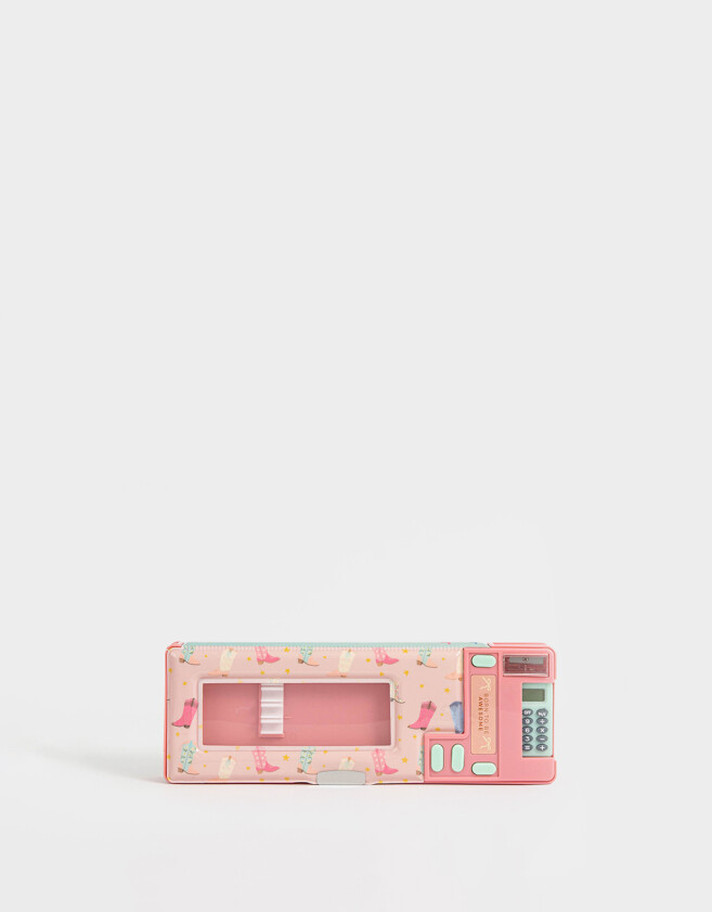 Cartucheras Retro Cartuchera Retro Con Ventana Y Calculadora - Rosa Claro