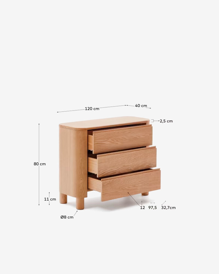 Cómoda Salaya de madera contrachapada de fresno FSC Mix Credit 120 x 80 cm Cómoda Salaya de madera contrachapada de fresno FSC Mix Credit 120 x 80 cm