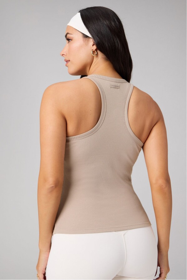Bividi Modal Rib High Neck Built-In Bra Tank Mujer Brutalist Khaki