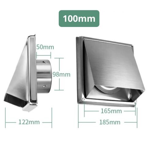 Rejilla de Ventilación Exterior Tipo Campana en Acero Inoxidable (Salida Ø10 cm) Rejilla de Ventilación Exterior Tipo Campana en Acero Inoxidable (Salida Ø10 cm)