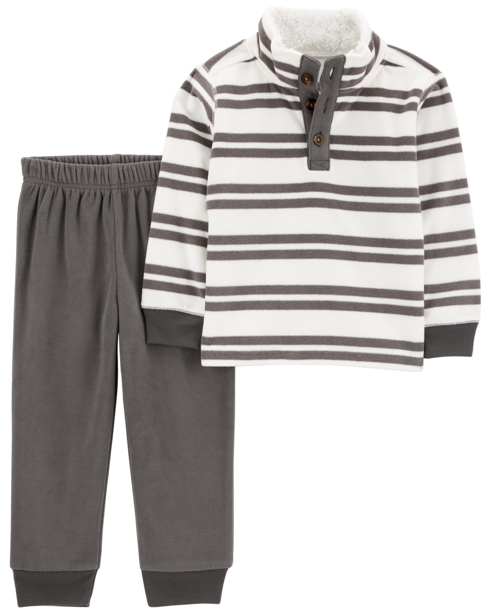 Set dos piezas de micropolar, pantalón y buzo, diseño a rayas Sin color