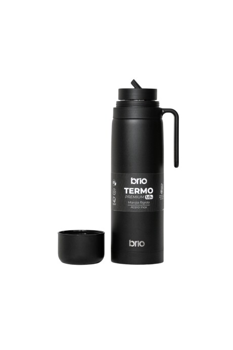 Termo brio premium 1 litro con pico cebador en acero inox Negro