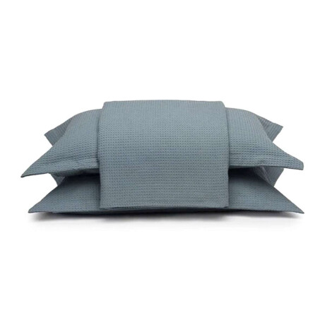 Juego Colcha y Funda Piquet Dohler 1 Plaza 100% Algodón Azul Piedra