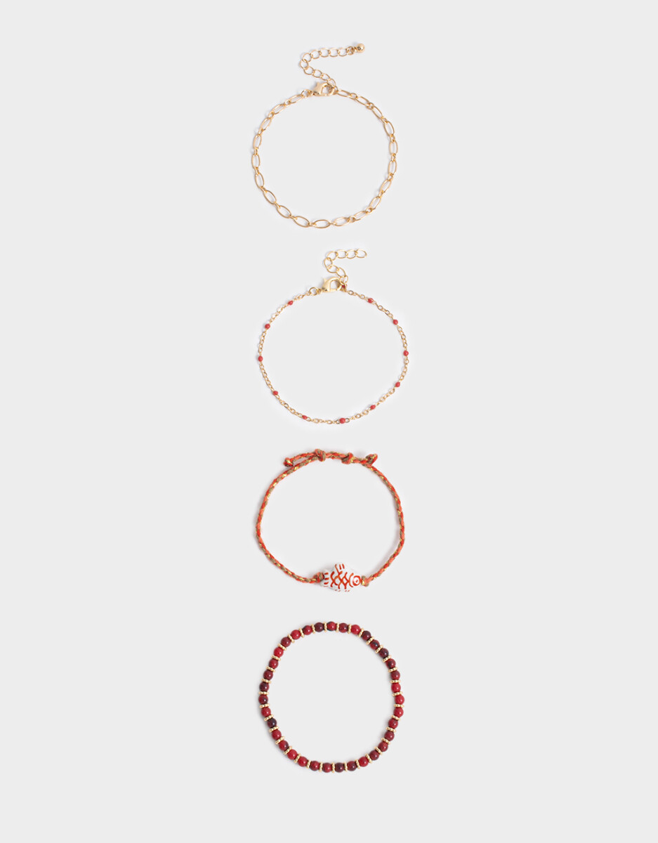 Pulseras Elásticas Set Con Mostacillas 