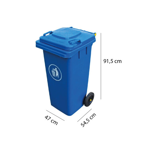 CONTENEDOR DE BASURA 120 LITROS Contenedor de Basura con Ruedas 120 Litros Azul