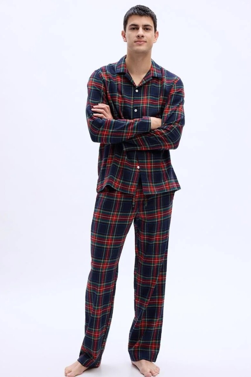 Pijama Conjunto Flannel Hombre Fs Navy Tartan Plaid