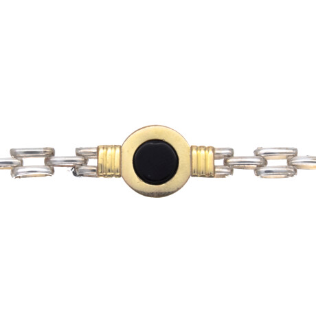 Pulsera de plata 925, double en oro 18 ktes y onix. Pulsera de plata 925, double en oro 18 ktes y onix.