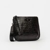 Bandolera Mia En Cuero Grabado Croco Negro
