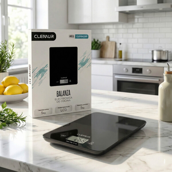 Balanza Digital de Cocina IMBACK con Precisión 1g a 5kg, Acero Inoxidable Color Negro Balanza Digital de Cocina IMBACK con Precisión 1g a 5kg, Acero Inoxidable Color Negro