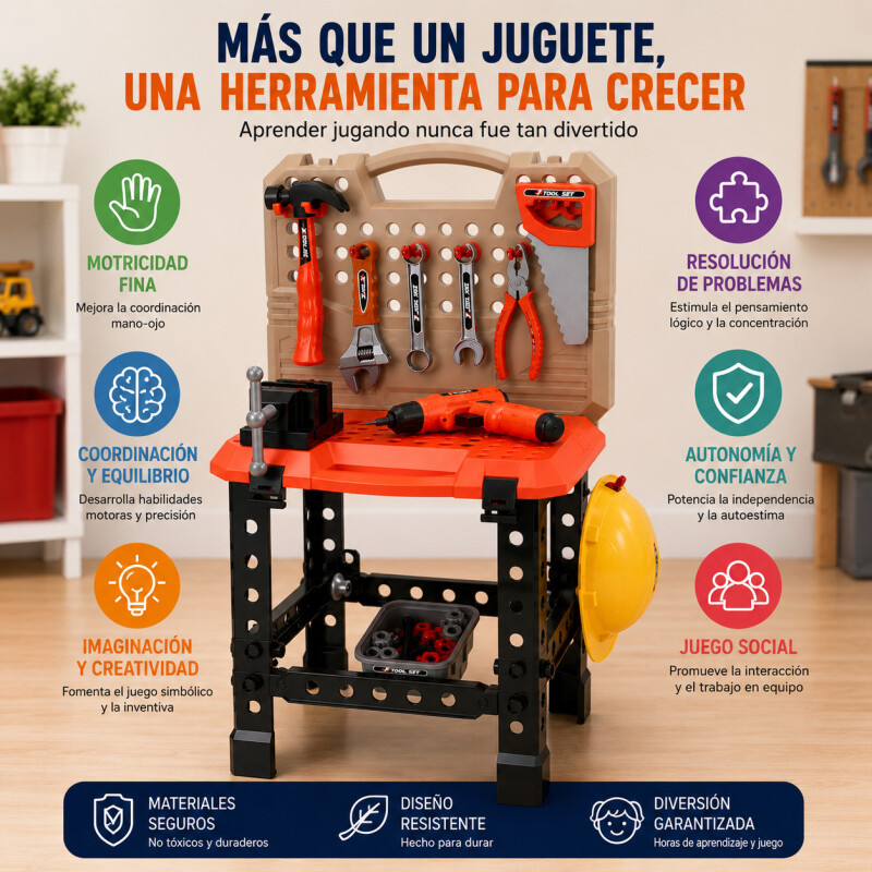 Banco Herramientas Infantil 90 Piezas Maletín Constructor Banco Herramientas Infantil 90 Piezas Maletín Constructor