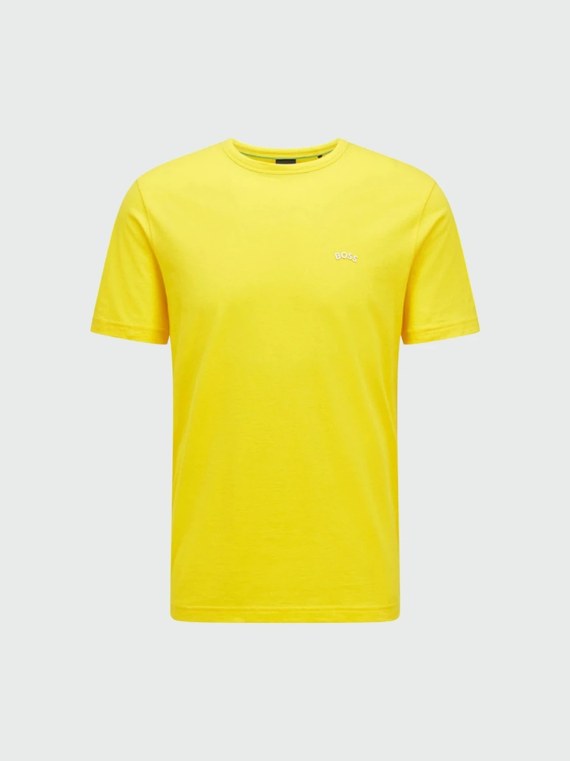 BOSS -Remera básica de algodón, regular fit, TEE CURVED Amarillo