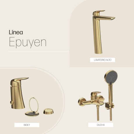 Juego Grifería Ducha Teléfono Bidet Y Lav Alto DORADO-BRUSHED GOLD