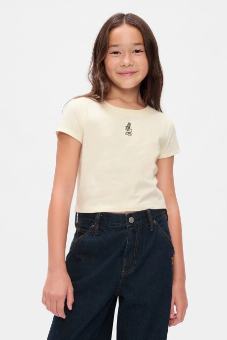 Remera Crop Minnie Niña Ivory Frost