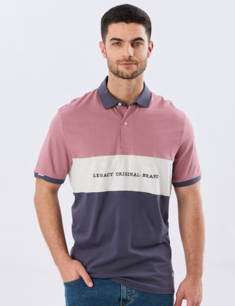 REMERA POLO RAYADA JERSEY Rosa