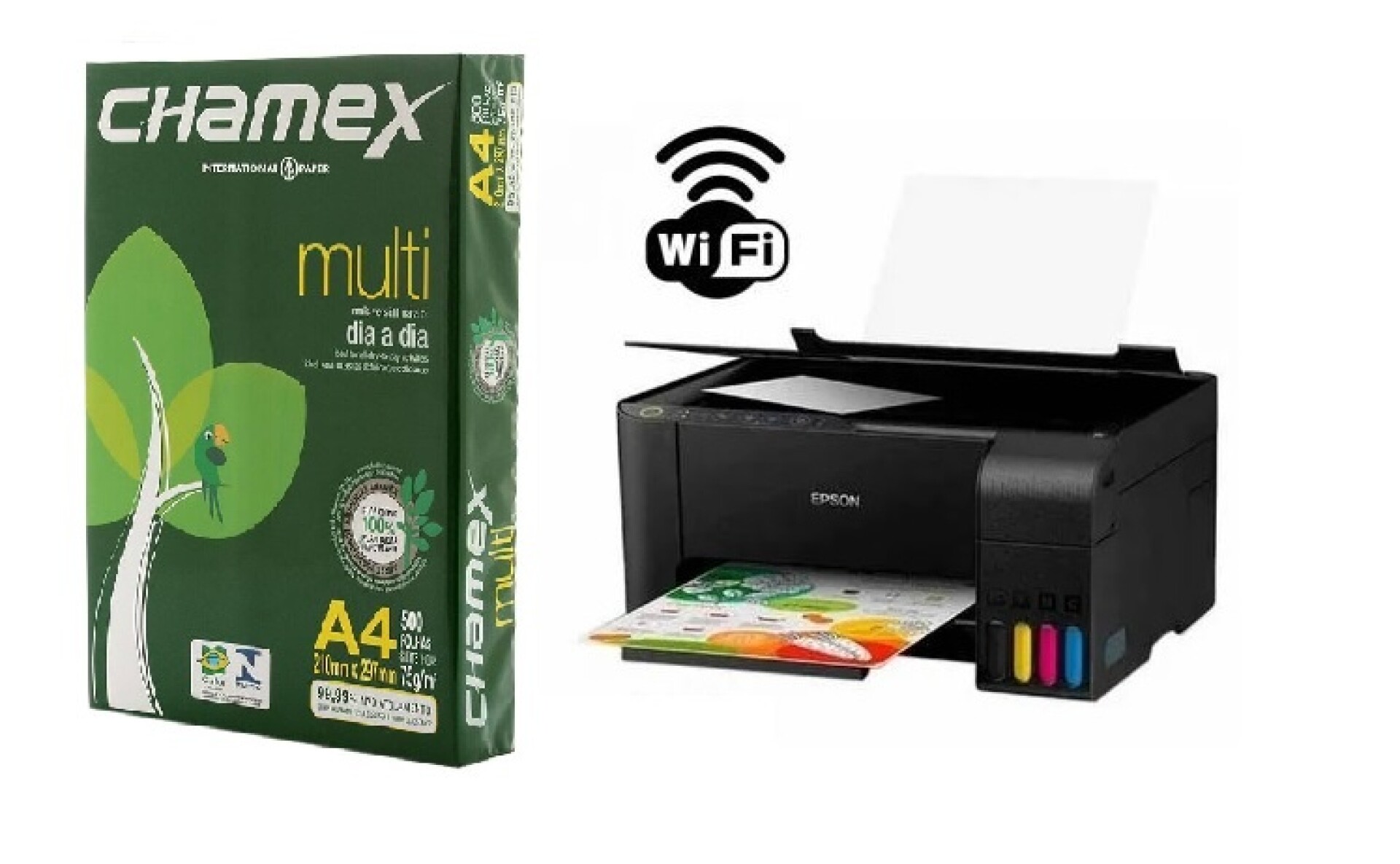 Impresora Multifuncion + Resma A4 