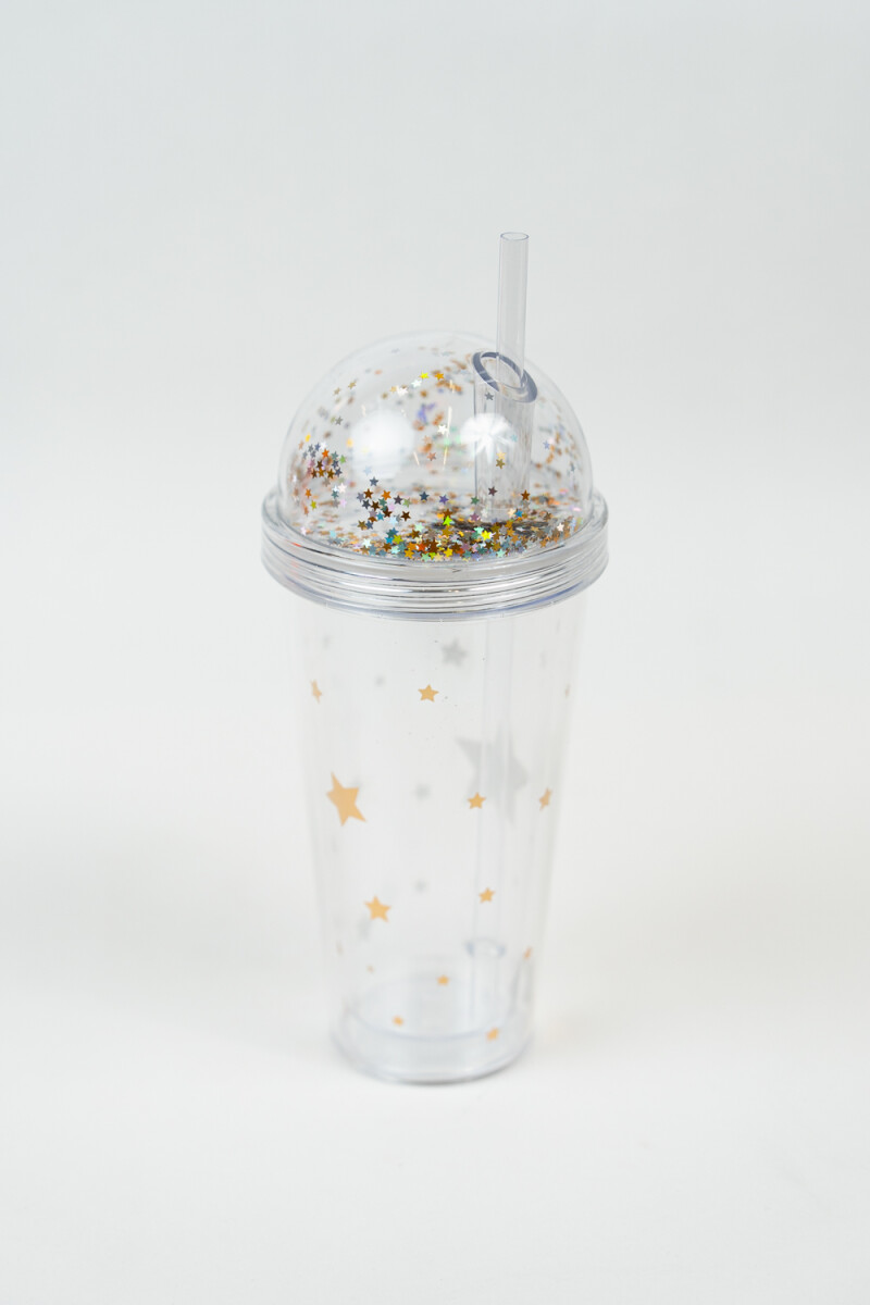 Vaso Con Tapa + Sorbito Glitt - Estampado 1 