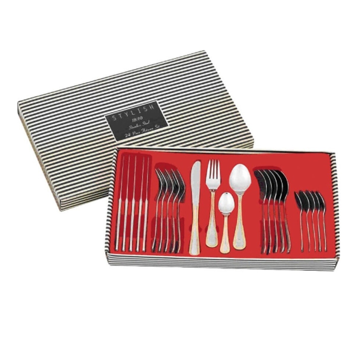 Juego De Cubiertos Metálico Punktal Ariete Ar-420 24 Piezas Plateado 