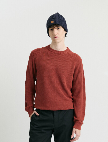470986 SWEATER HARRINGTON LABEL Ladrillo