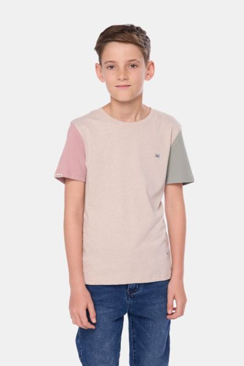 REMERA LISA COMBINADA - Beige 