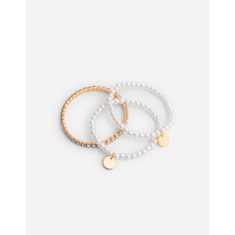 Pulseras Elásticas Sets Perla Dorado