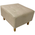 Puff tela y patas de madera Beige