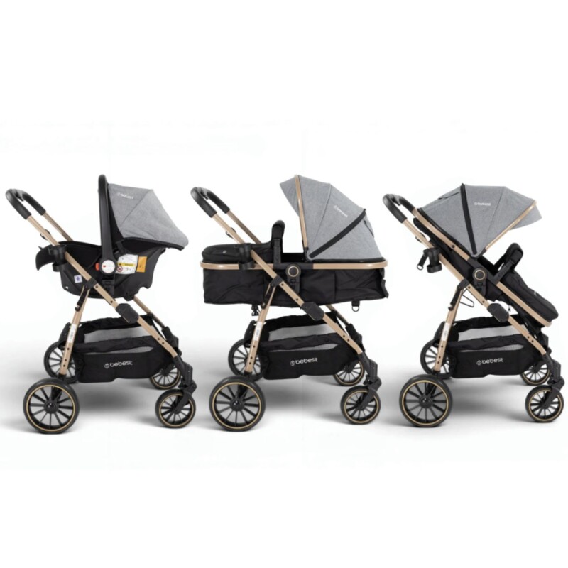 Coche de bebé Bebesit Travel System Jumbo con Baby Silla Gris