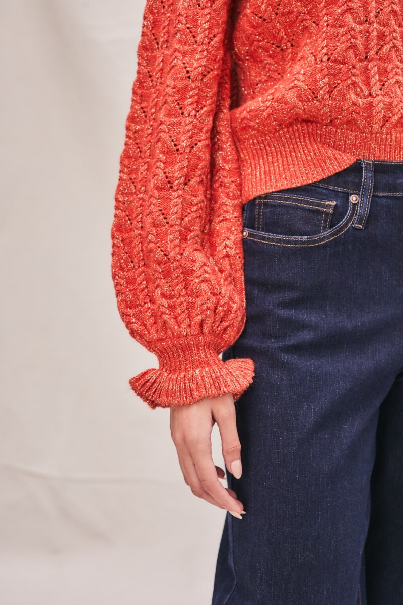 Sweater Lana Texturado Lurex Ladrillo