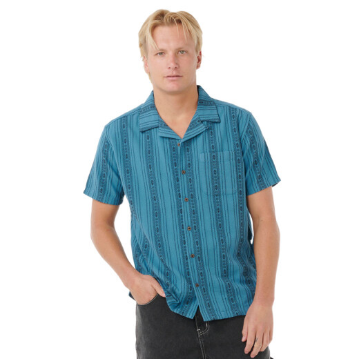 Camisa Rip Curl Raw Energy Stripe - Azul Camisa Rip Curl Raw Energy Stripe - Azul