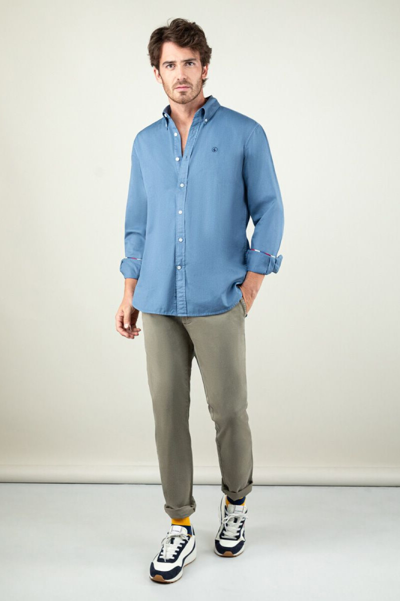 Camisa Garment Dyed Azul