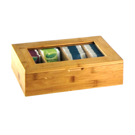 CAJA TE BAMBOO 4 DIVISIONES TAPA CON VIDRIO CAJA TE BAMBOO 4 DIVISIONES TAPA CON VIDRIO