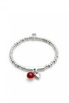 PULSERA EN ALEACIÓN DE METALES BAÑADAS EN PLATA DE LEY Y CRISTAL DE MURANO ROJO Pulsera